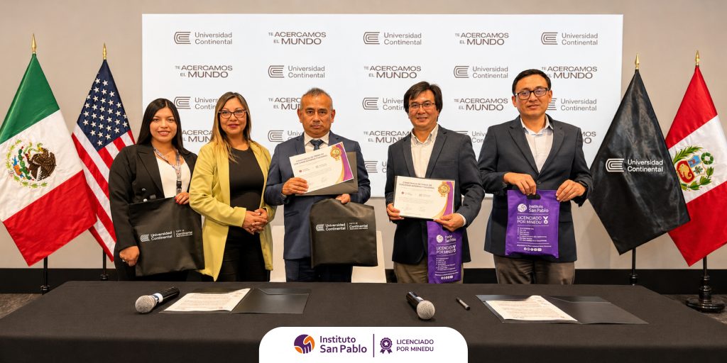 INSTITUTO SAN PABLO Y UNIVERSIDAD CONTINENTAL FIRMAN CONVENIO PARA IMPULSAR LA CONTINUIDAD UNIVERSITARIA DE SUS EGRESADOS